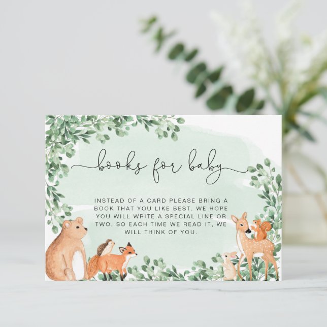 Woodland Animaux Livres verts Demander une carte d (Debout devant)
