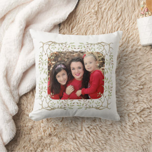 Woodland Antler Family Photo Throw Pillow