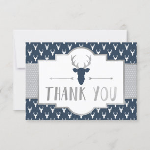 Woodland Antlers Thank You Card, Faux Foil Card