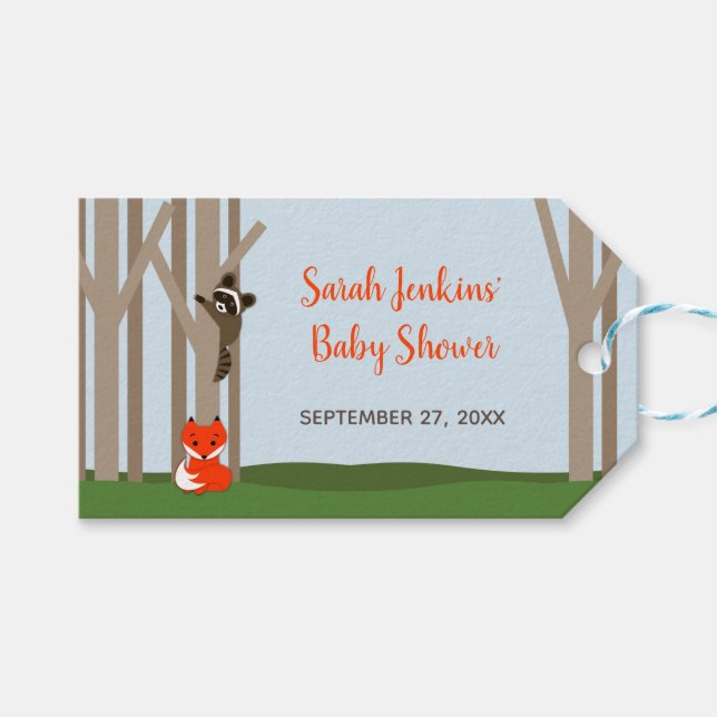Woodland Babies Baby Shower Gift Tags (Front (Horizontal))