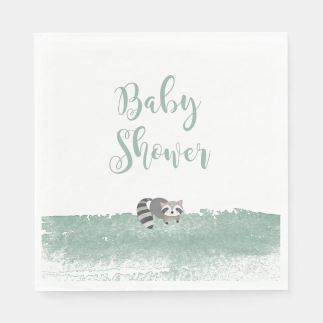 Woodland Baby Animals Greenery Baby Shower Napkins (Front)