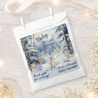 Woodland Baby Animals Winter Boy Baby Shower Favour Bag