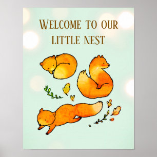 Woodland Baby Arrival Newborn Announcement Poster