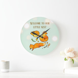 Woodland Baby Arrival Newborn Large Clock