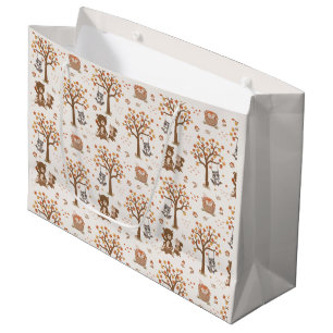 Woodland Baby Bears Squirrels Raccoon Baby Shower Large Gift Bag