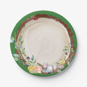 Woodland Baby Birthday Paper Plate