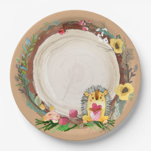 Woodland Baby Birthday Paper Plate