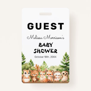 Woodland Baby Boy Shower Guest Badge