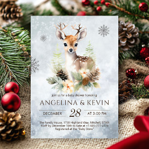 Woodland Baby Deer Animal Baby Shower Invitation