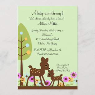 Woodland Baby Deer Baby Shower Invitation