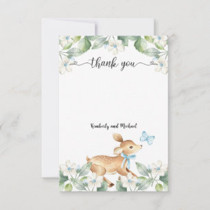 Woodland Baby Deer Birthday Baby Shower Thank You Card