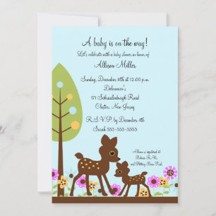 Woodland Baby Deer Boy Baby Shower Invitation