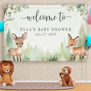 Woodland Baby Deer Forest Neutral Baby Shower Banner