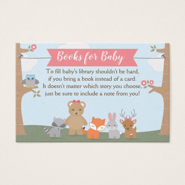 Woodland Baby Girl Shower Apporter un livre à la p (Devant)