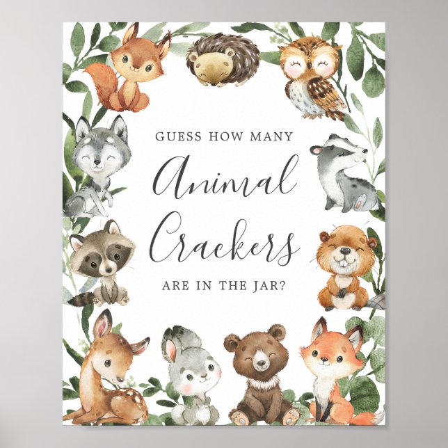 Woodland Baby Guess How Many Animal Crackers Poster (Front)