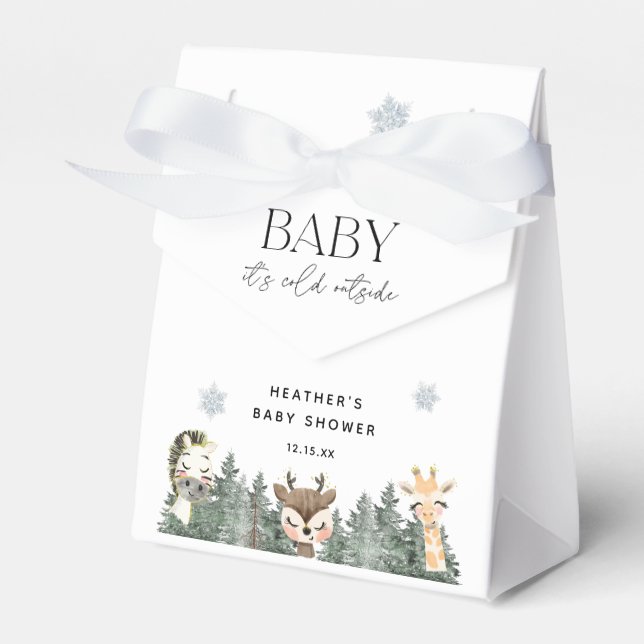 Woodland Baby It's Cold Outside Baby Shower Favor Box (Front Side)