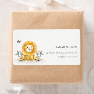 Woodland Baby Lion Foliage Aquarelle Kids Adresse