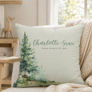 Woodland Baby Nursery • Sage Forest Decor Throw Pillow