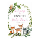 Woodland Baby shower Affiche de bienvenue fille