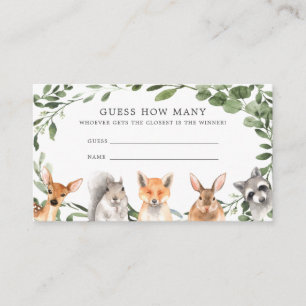 Woodland Baby Shower Animals Guess How Many Card