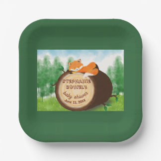 Woodland Baby Shower Baby Fox Paper Plate