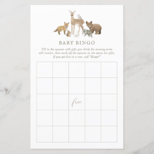 Woodland Baby Shower Bingo
