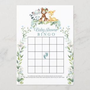 Woodland Baby Shower Bingo Game Invitation