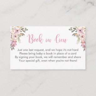 woodland baby shower book in lieu cards