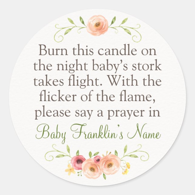 Woodland Baby Shower Candle Favour Classic Round S Classic Round Sticker (Front)