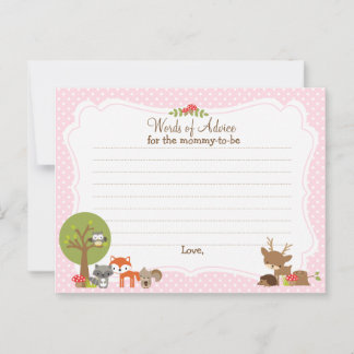 Woodland Baby shower Carte de conseil pour la mère