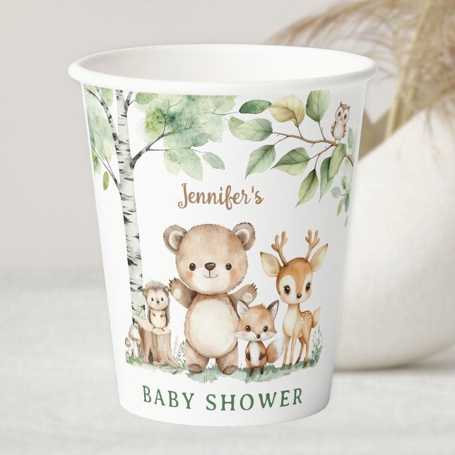 Woodland Baby Shower Cute Forest Animals Paper Cups (Creator Uploaded)