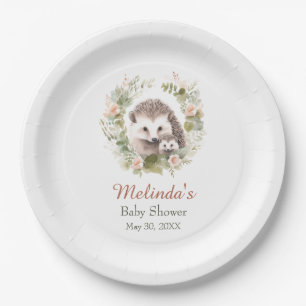 Woodland Baby Shower, Cute Hedgehog Paper Plate