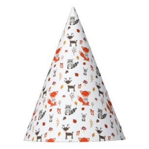 Woodland Baby Shower Cute Kawaii Fall Animals Party Hat