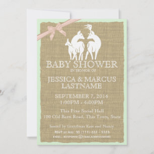 Woodland Baby Shower Deer and Burlap Invitation