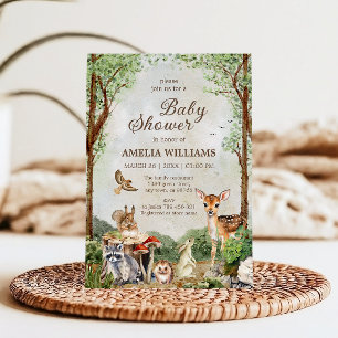 Woodland Baby Shower Deer Bunny Forest Animals Invitation
