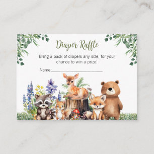 Woodland Baby Shower   Diaper Raffle Card