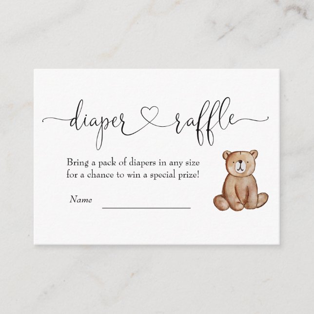 Woodland Baby Shower Diaper Raffle Enclosure Card (Front)