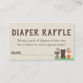 Woodland Baby Shower Diaper Raffle Tickets Enclosure Card