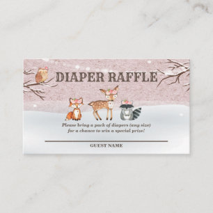 Woodland Baby Shower Diaper Raffle Tickets Enclosure Card
