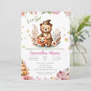 Woodland Baby Shower Fall Pumpkin Girl  Invitation