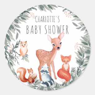 Woodland Baby Shower Forest Animals Sticker