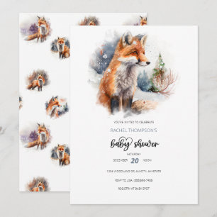 Woodland Baby Shower   Fox Baby Shower Invitation