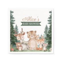 Woodland Baby Shower Greenery Forest Animal Napkin