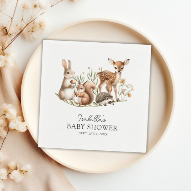 Woodland Baby Shower Greenery Forest Animal Napkin (Woodland Baby Shower Greenery Forest Animal Napkins)