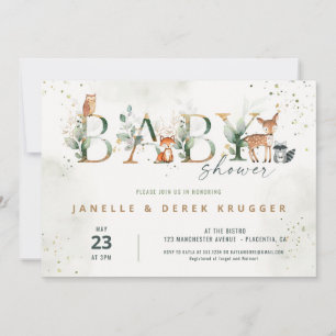Woodland Baby Shower Greenery Invitation