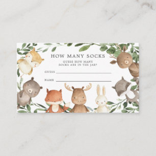 Woodland Baby Shower Guess How Many Socks Enclosure Card