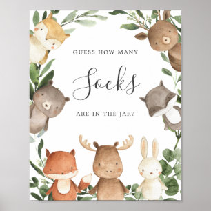 Woodland Baby Shower Guess How Many Socks Sign