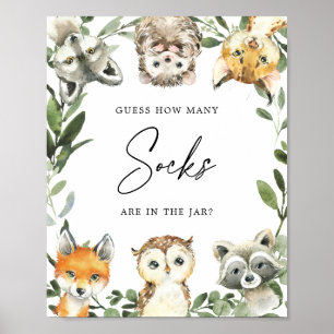 Woodland Baby Shower Guess How Many Socks Sign