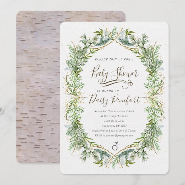 Woodland Baby Shower Invitation (Front/Back)