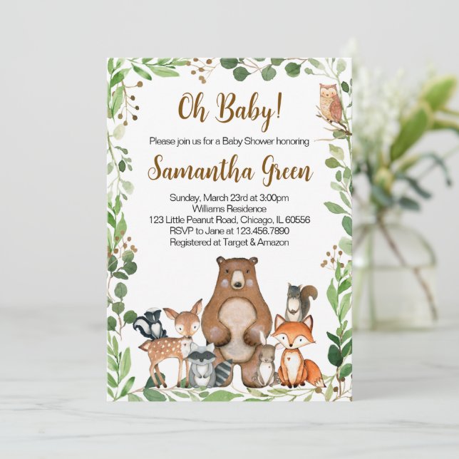 Woodland Baby Shower Invitation (Standing Front)